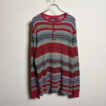 Polo Ralph Lauren "Multi-Color Border" Henry Neck Thermal L/S TEE