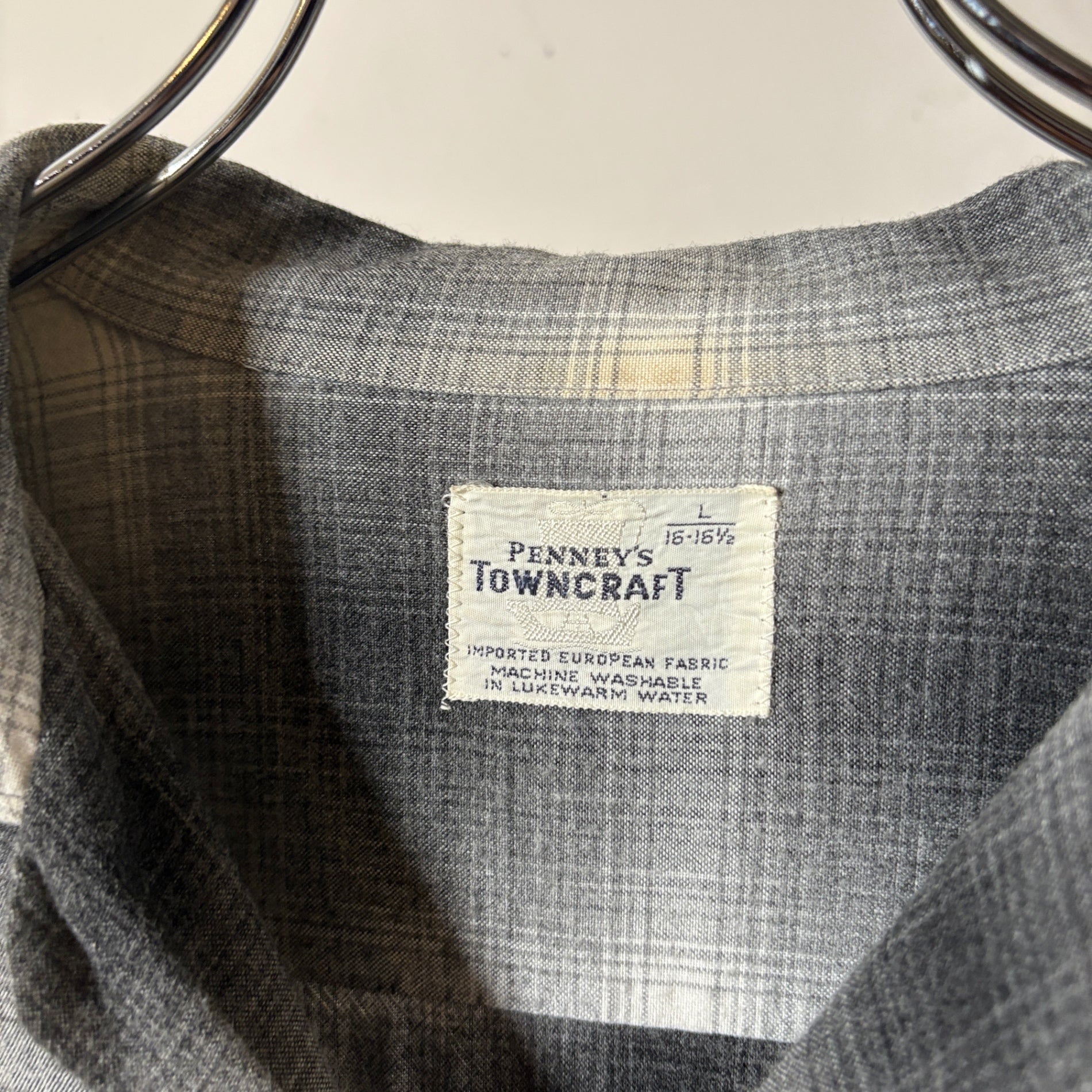 1960s TOWNCRAFT Ombre Check Rayon Shirt "BLACK×WHITE"
