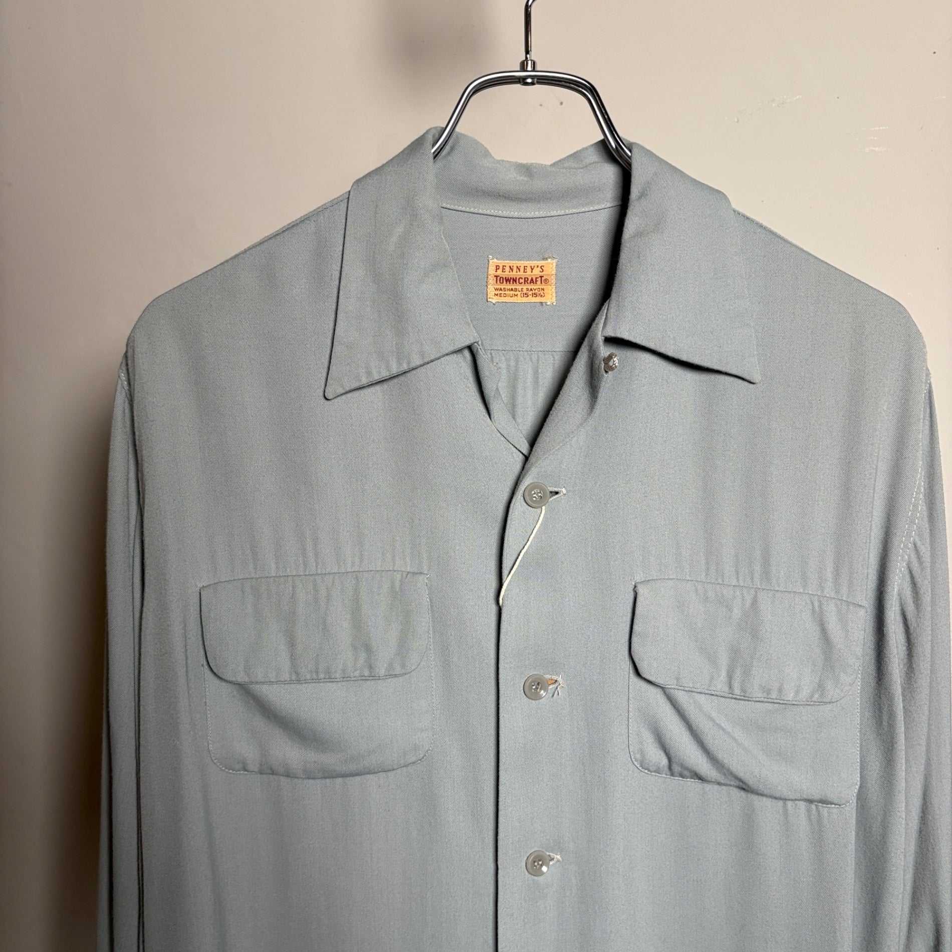 1940s TOWNCRAFT "SAX" Rayon Gabardine Shirt