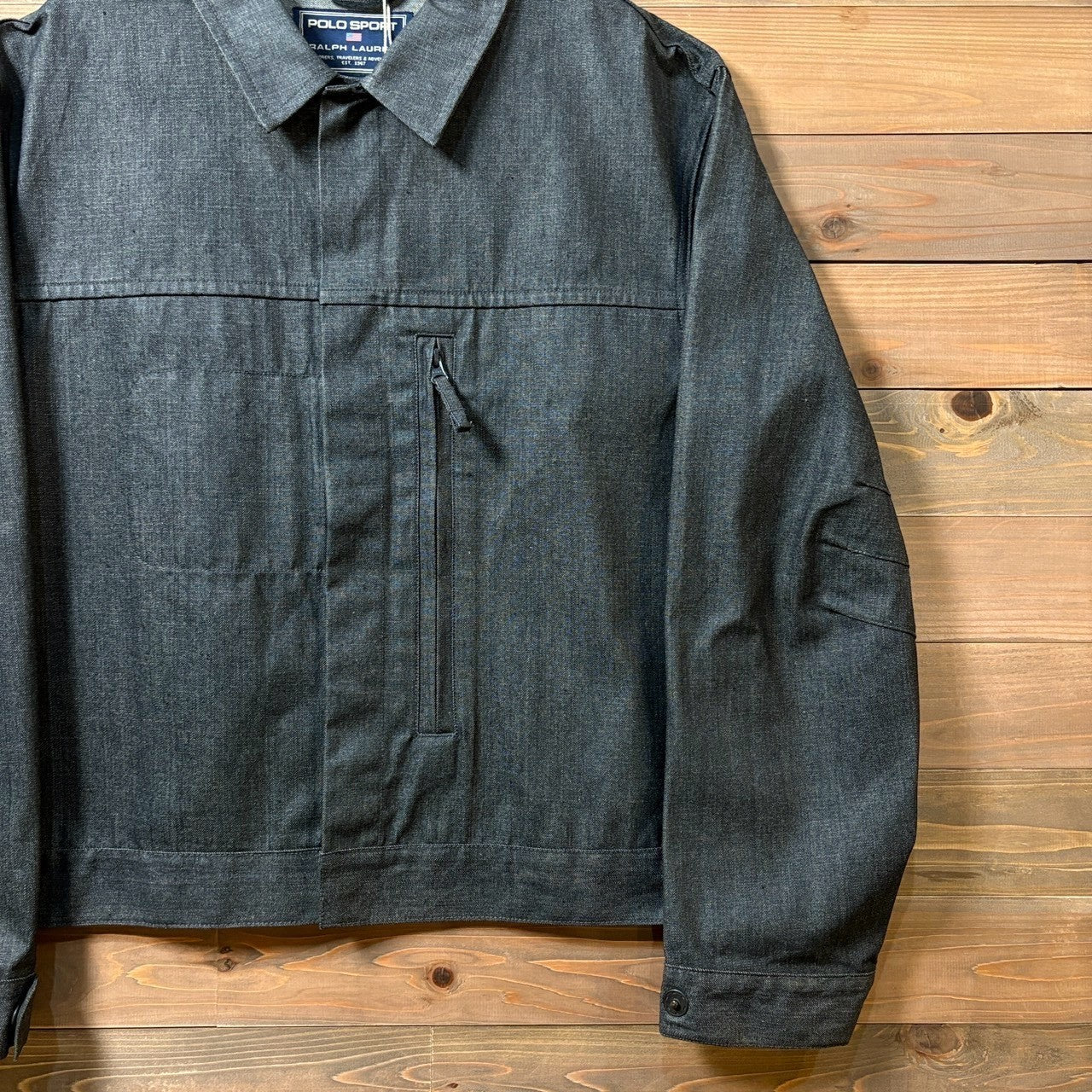 1990s Polo Sport "Black" Processed Denim Jacket