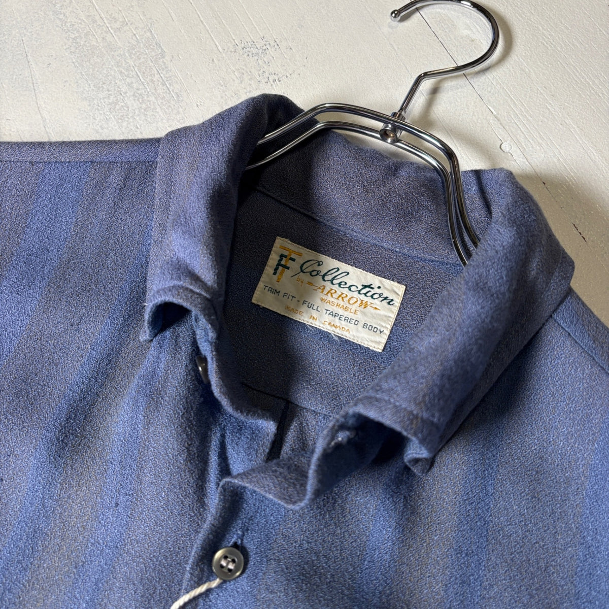 1960s ARROW "Stripe" Rayon Open Collar Shirt