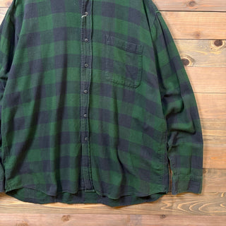 1990s Faded Glory L/S Flannel Shirt Green