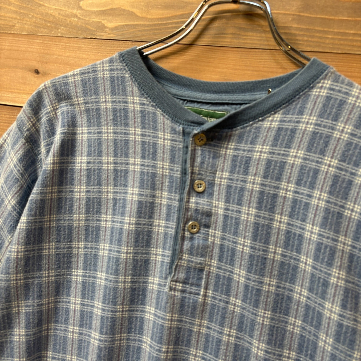 2000s Basic Equipment "Plaid Pattern" Henry Neck T-Shirt