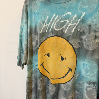1990s "WEED SKULL" Smily Face Tie-Dye T-Shirt