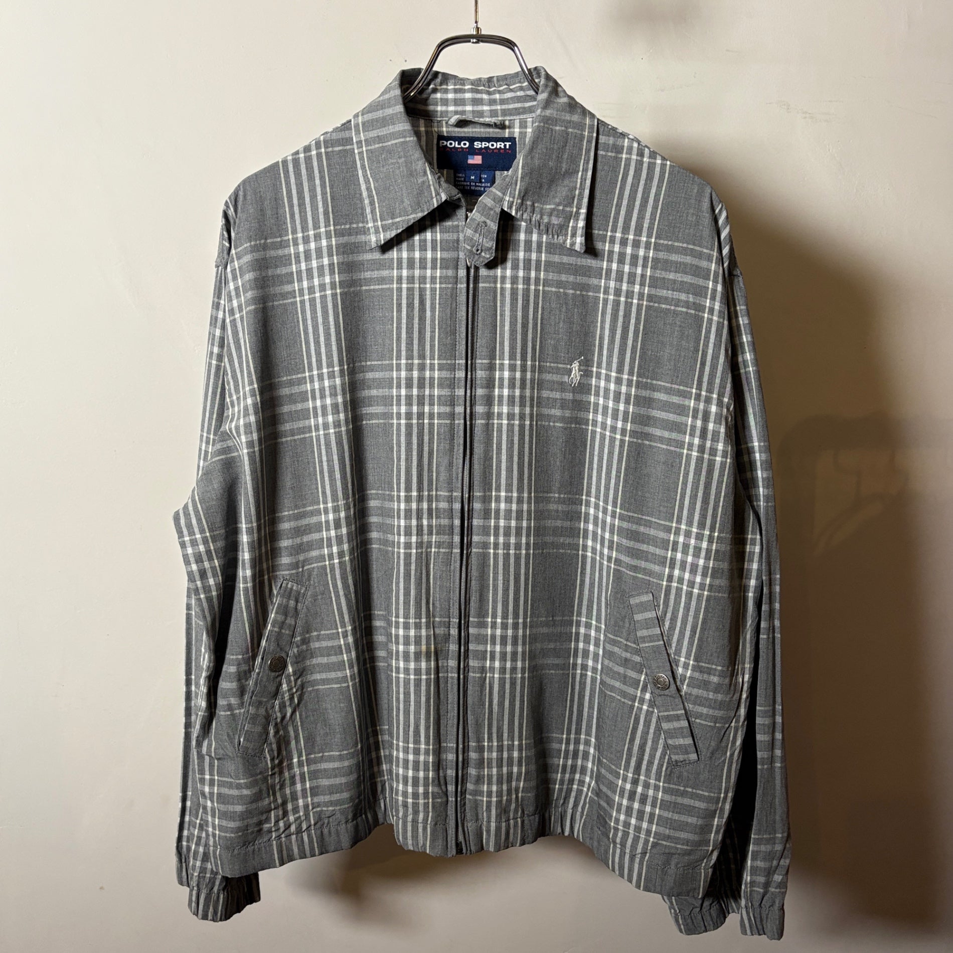 1990s POLO SPORT "RAYON" Plaid Drizzler Jacket