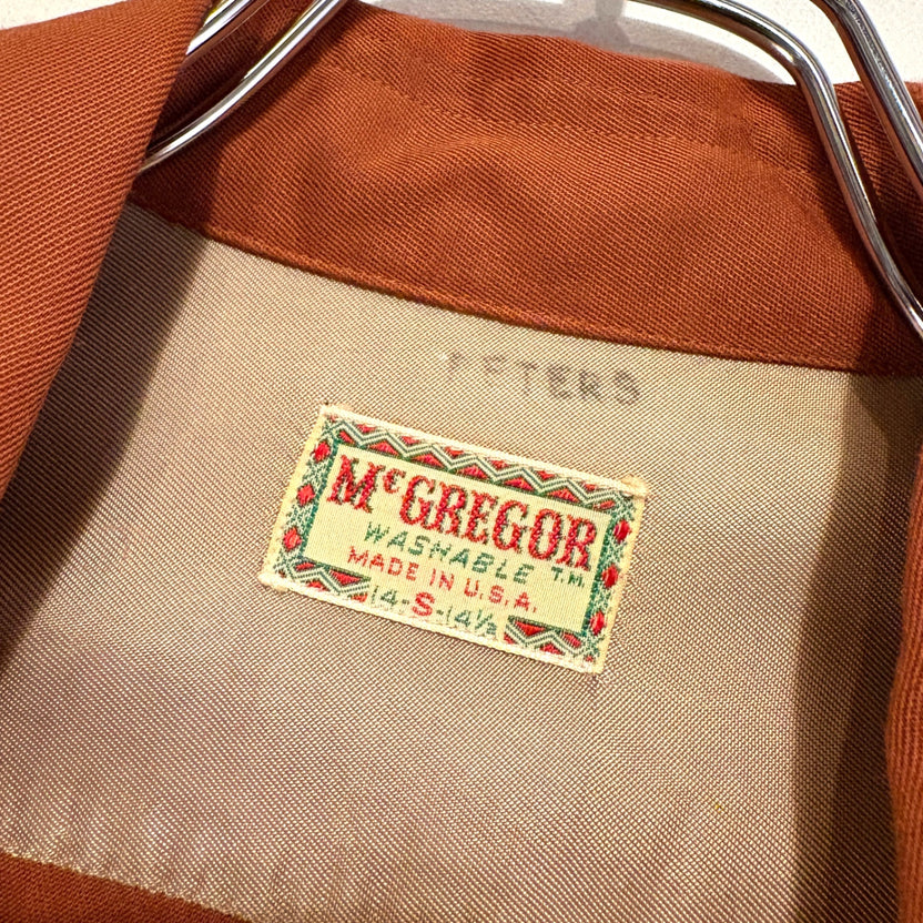 50s McGREGOR "Hand Stitch" Rayon Gabardine Shirt