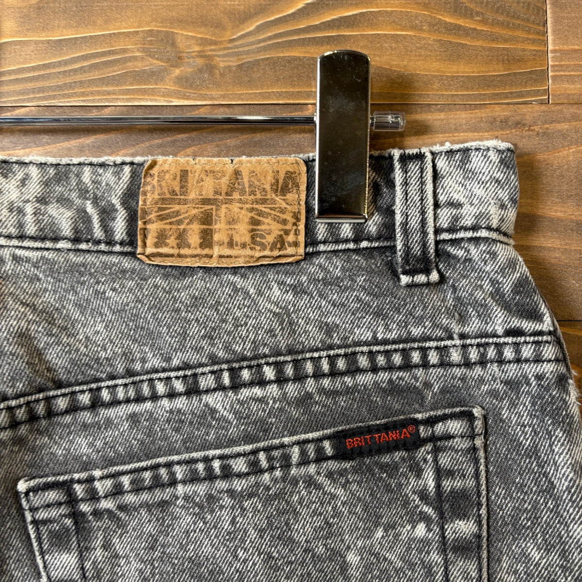 1990s Britannia Black Made in USA Chemical Wash Denim Pants
