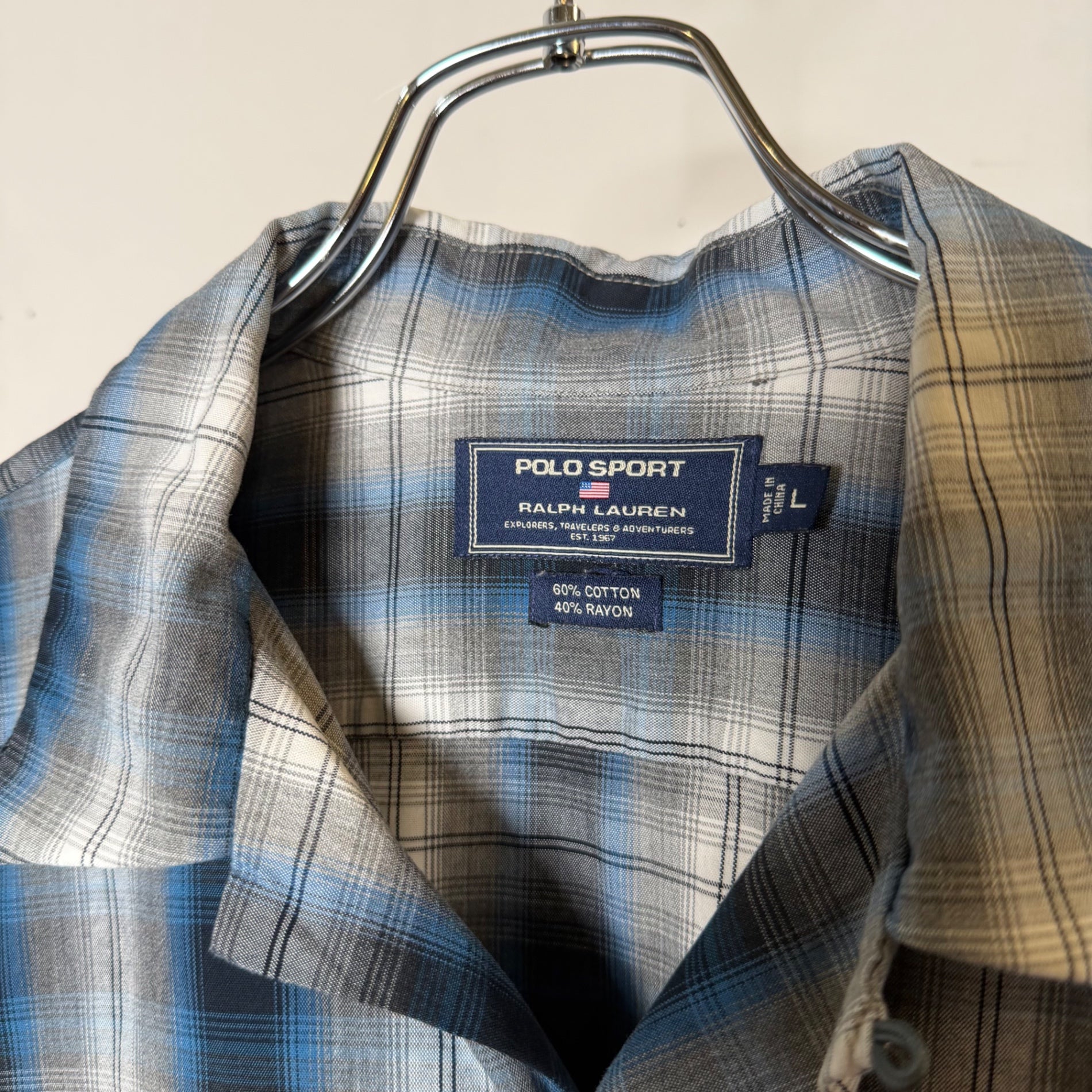 1990s POLO SPORT "Ombre Check" Cotton Rayon Shirt