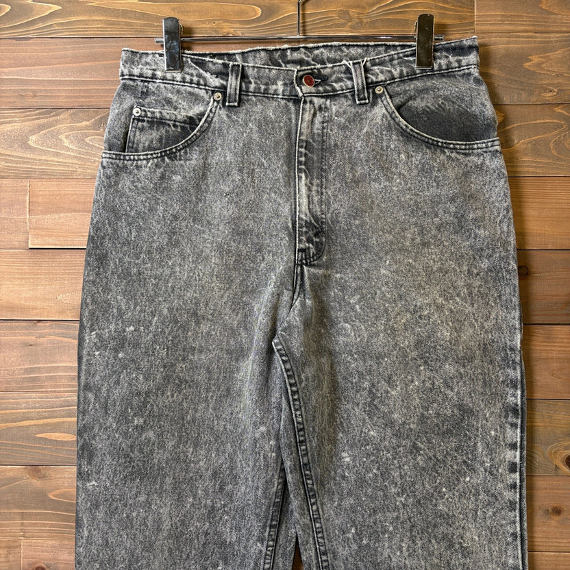 1990s Britannia Black Made in USA Chemical Wash Denim Pants