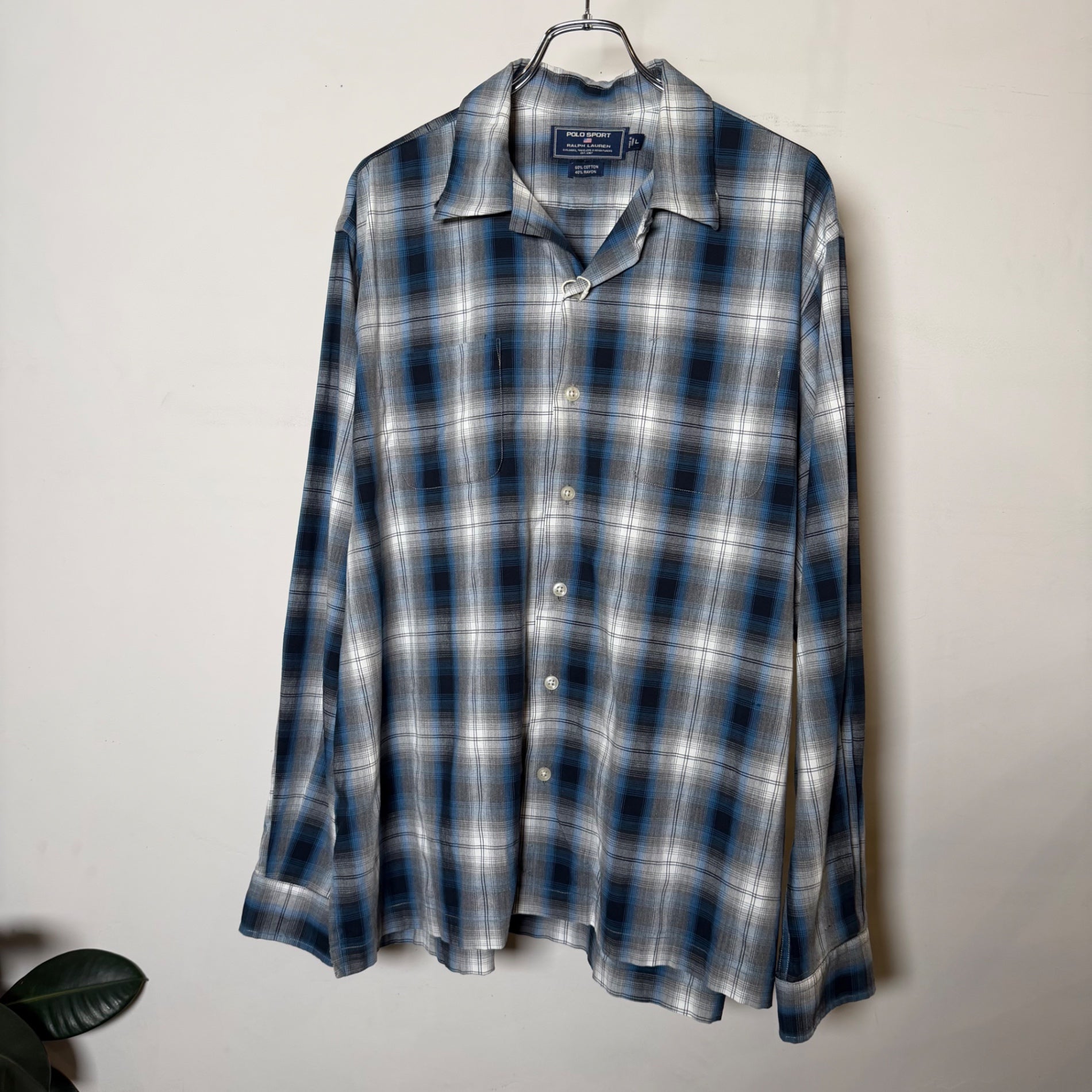 1990s POLO SPORT "Ombre Check" Cotton Rayon Shirt