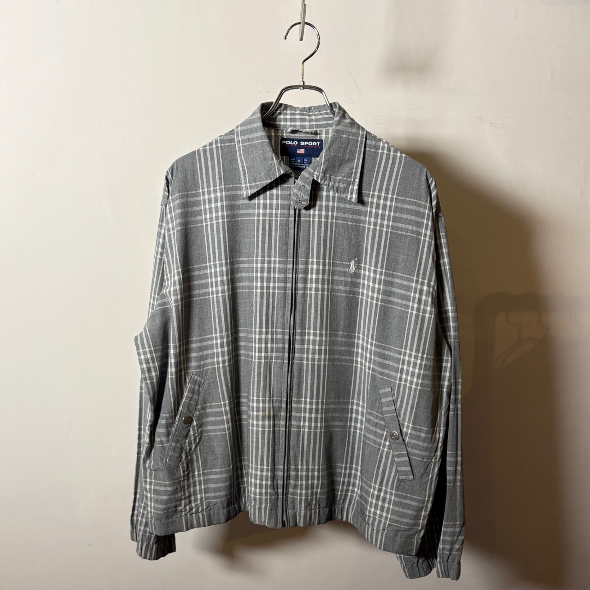 1990s POLO SPORT "RAYON" Plaid Drizzler Jacket