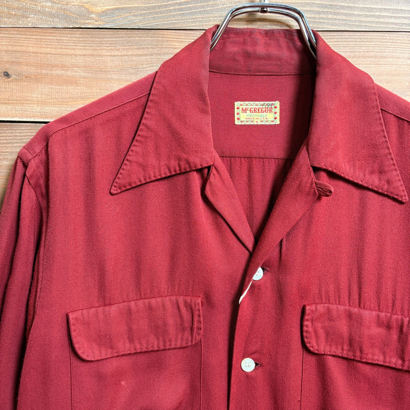 1950s McGregor "Burgundy" Rayon Gabardine Shirt