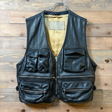 1980s~1990s A.M.I. INTERNATIONAL "Multi Pocket" Leather Vest