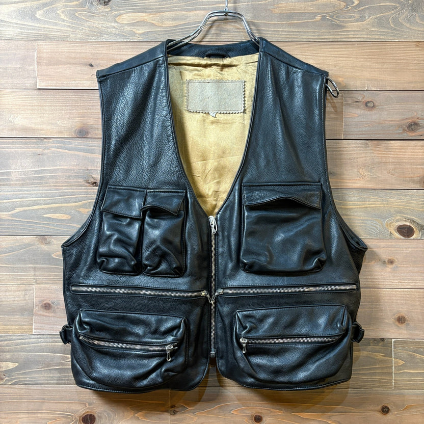 1980s~1990s A.M.I. INTERNATIONAL "Multi Pocket" Leather Vest