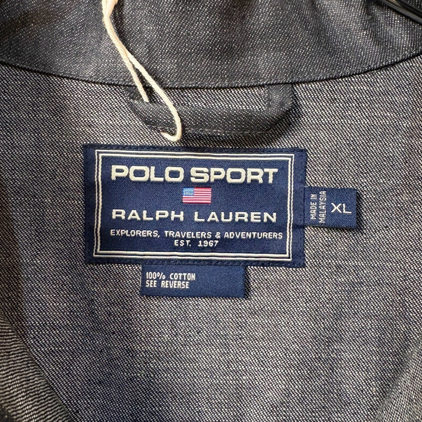 1990s Polo Sport "Black" Processed Denim Jacket