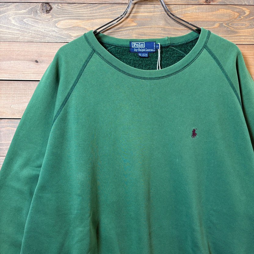 1990s Polo Ralph Lauren "Fade Green" Raglan Sleeve Sweatshirt