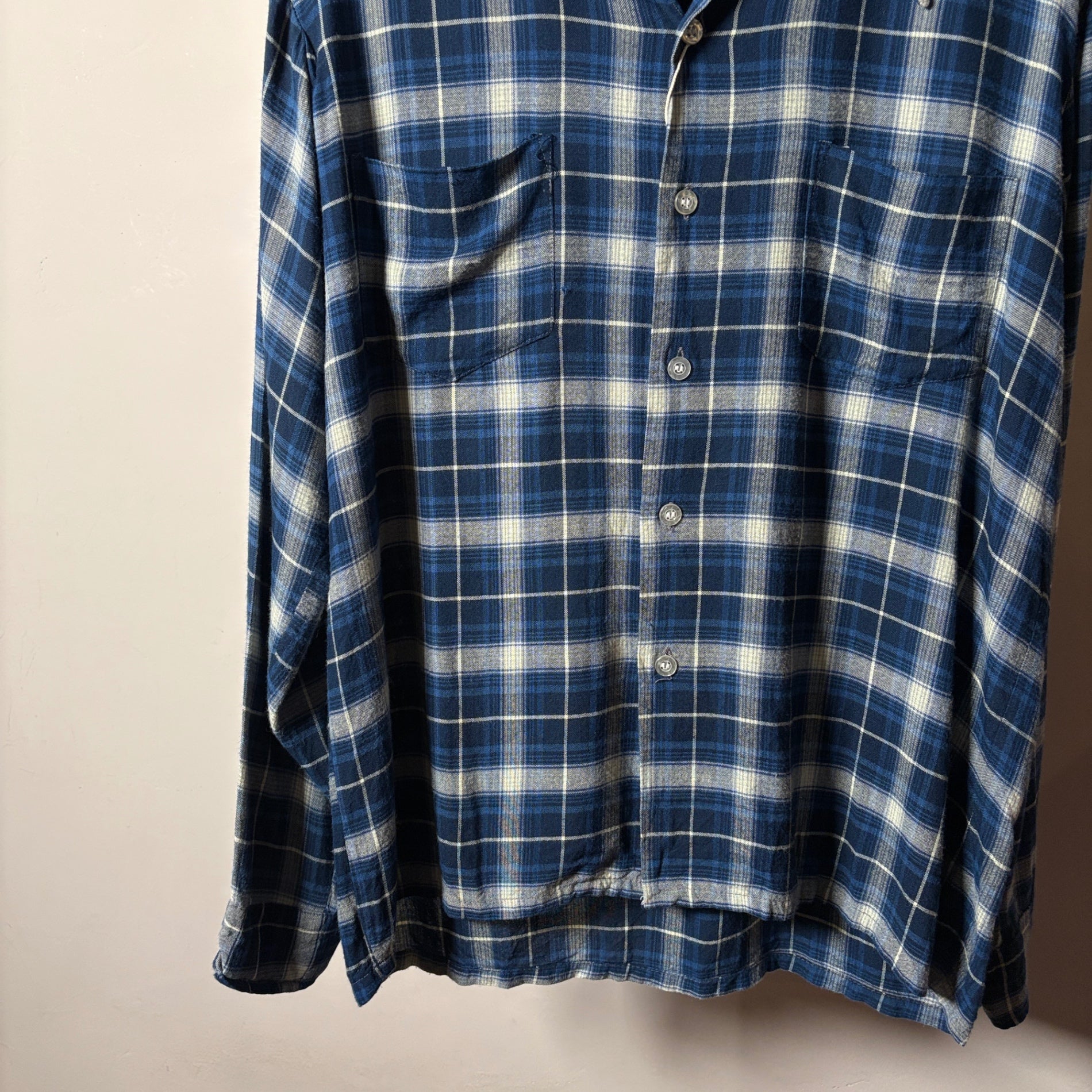 1970s TOWNCRAFT "Ombre Check" Rayon Shirt