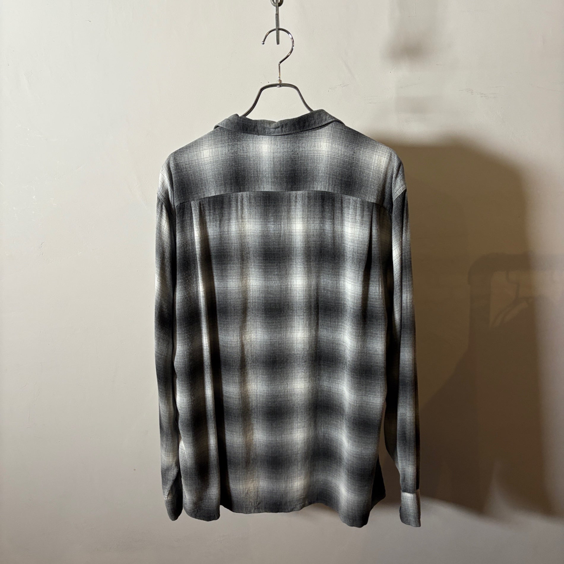 1960s TOWNCRAFT Ombre Check Rayon Shirt "BLACK×WHITE"