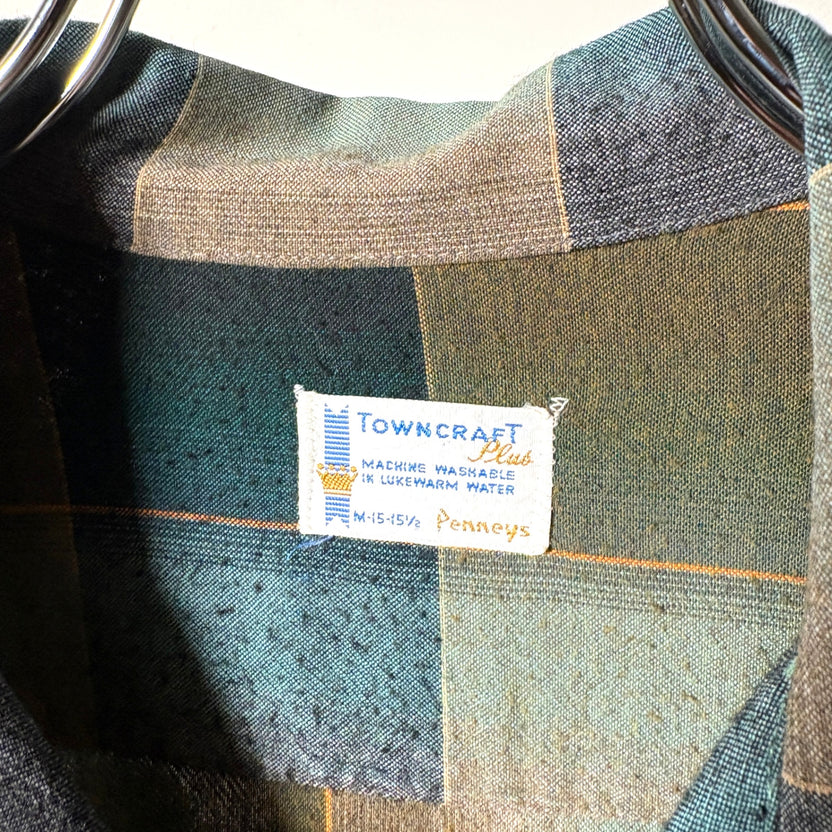 1960s TOWNCRAFT Ombre Check Rayon Shirt