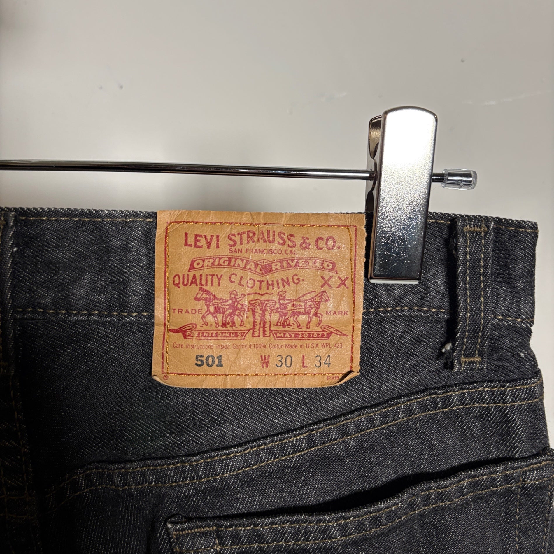 1990s Levi's 501 "Mint Condition" Yarn-Dyed Black Denim