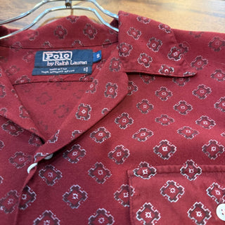 1980s Polo Ralph Lauren "Atomic Pattern" Rayon Open Collar Shirt