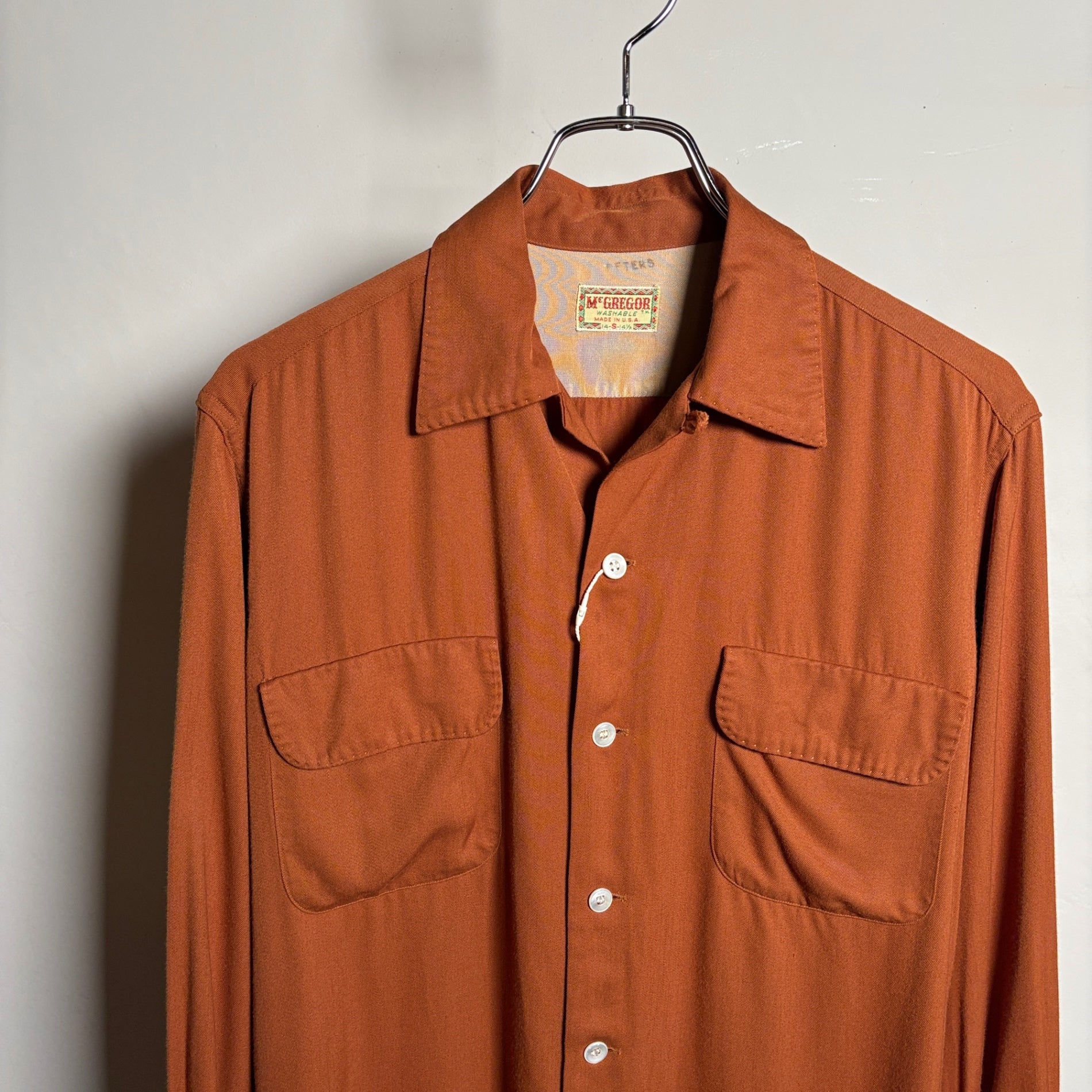 50s McGREGOR "Hand Stitch" Rayon Gabardine Shirt