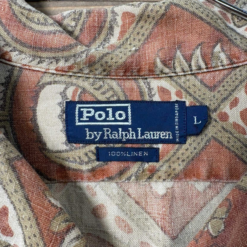 1990s Polo Ralph Lauren "LINEN100%" Aloha Open Collar Shirt