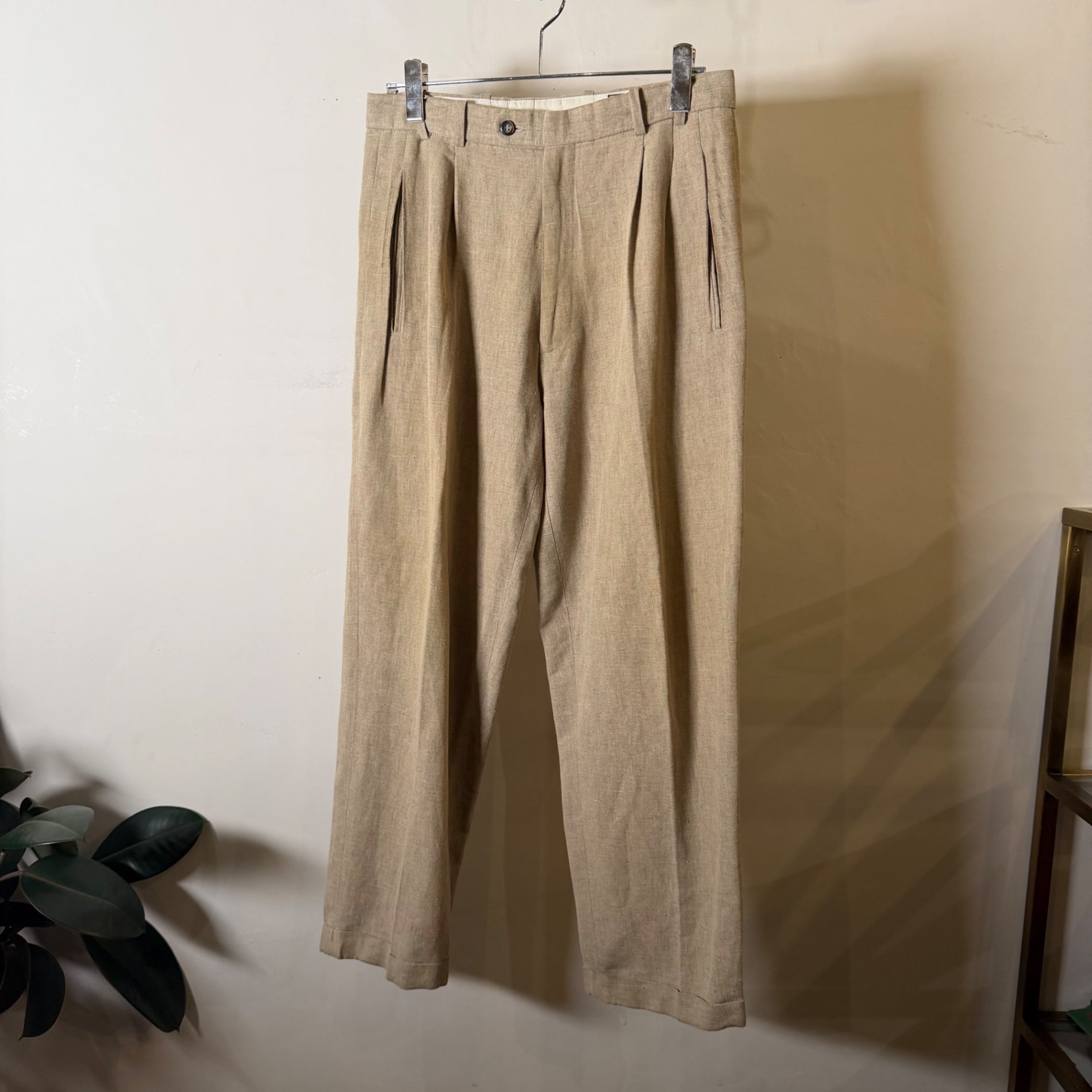 1990s J. RIGGINGS "Linen×Cotton" 2 Tuck Slacks
