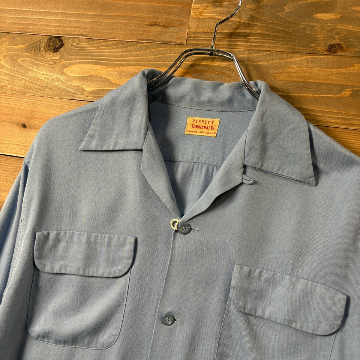 1950s TOWNCRAFT "SAXE BLUE" Rayon Gabardine Shirt