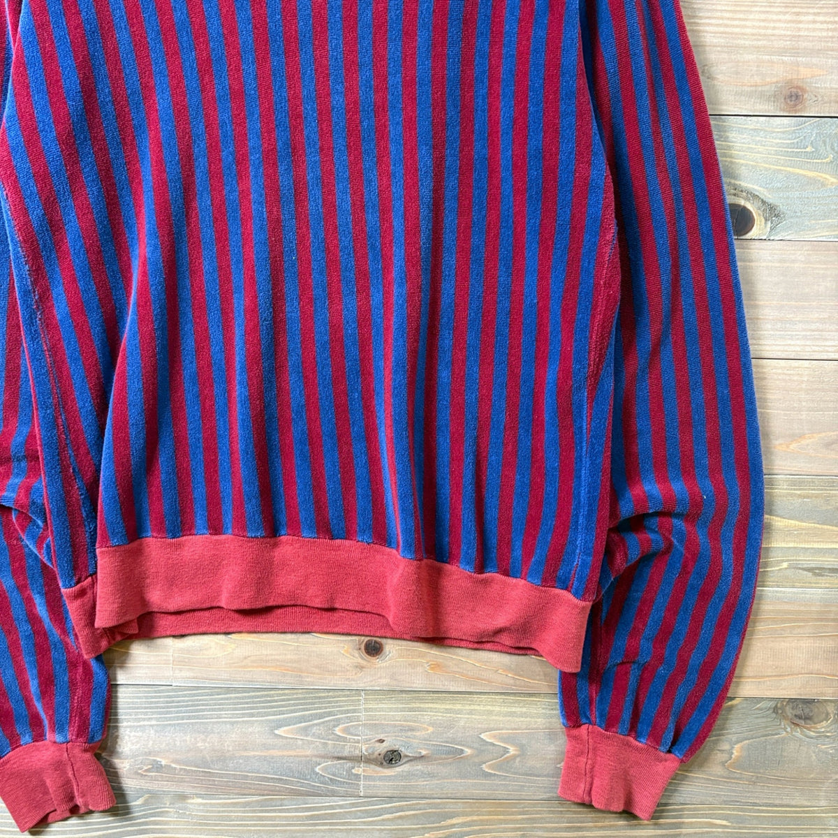 1970s Puritan Velour V-Neck Stripe Cut and Sew