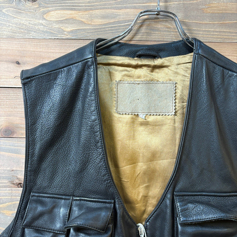 1980s~1990s A.M.I. INTERNATIONAL "Multi Pocket" Leather Vest