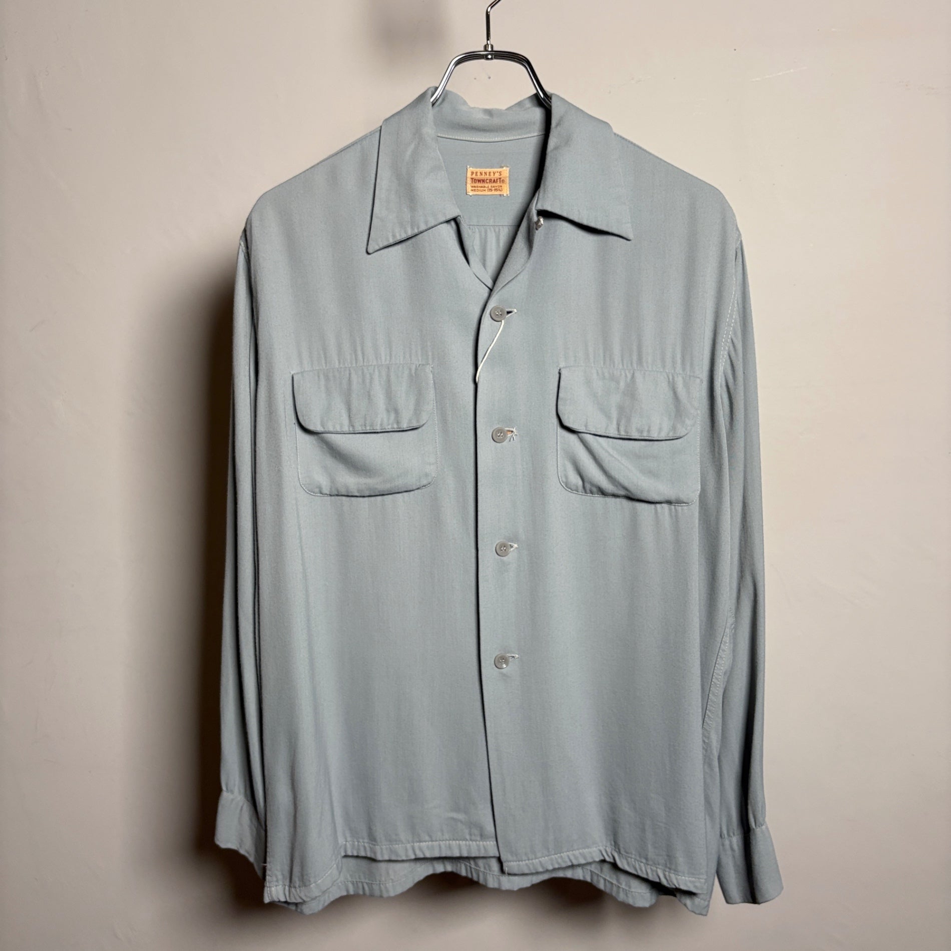 1940s TOWNCRAFT "SAX" Rayon Gabardine Shirt