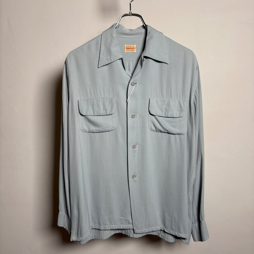 1940s TOWNCRAFT "SAX" Rayon Gabardine Shirt