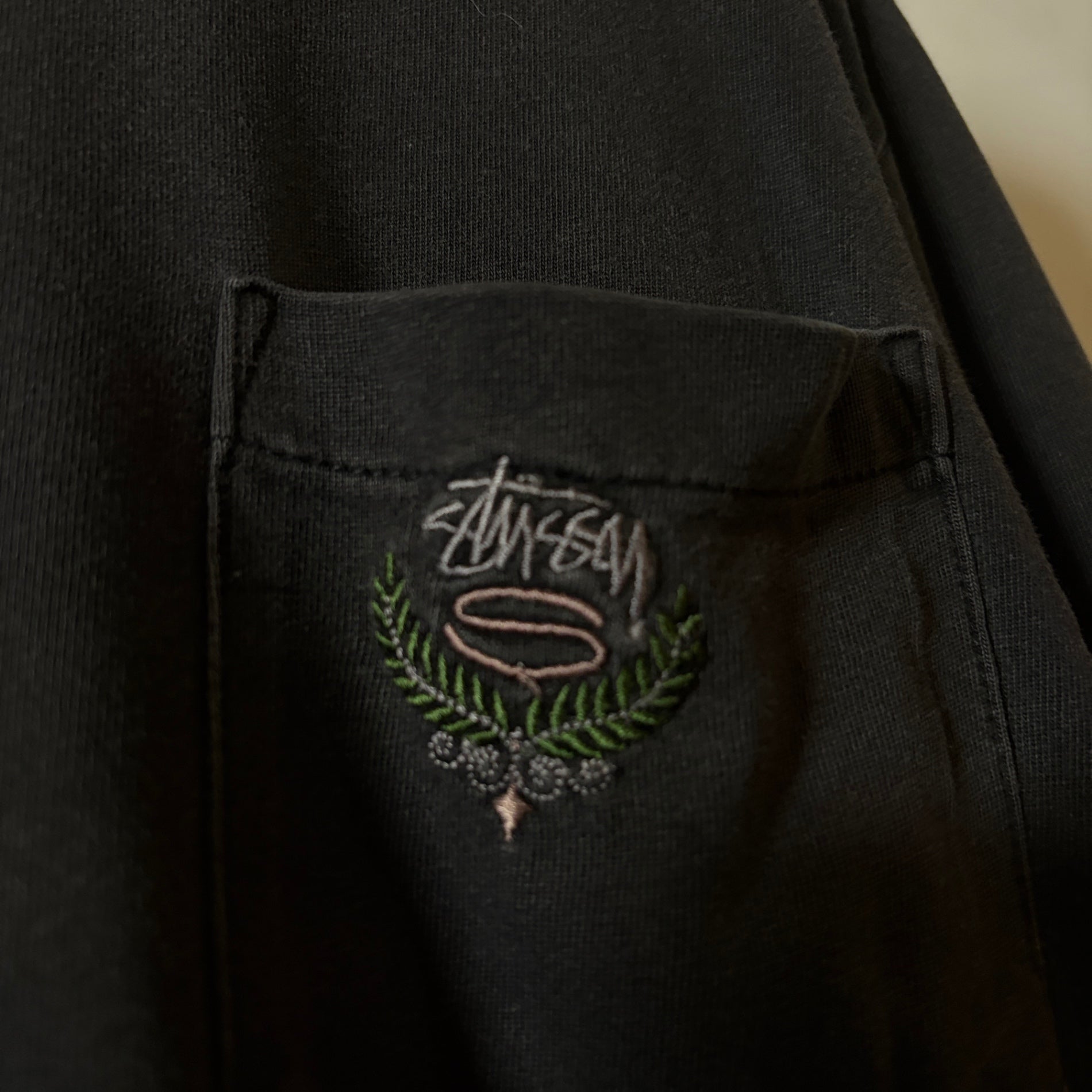 1980s STUSSY "BLACK" Logo Pocket T-Shirt