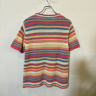 1990s ORVIS "Multi Color Border" Roll Neck S/S Knit