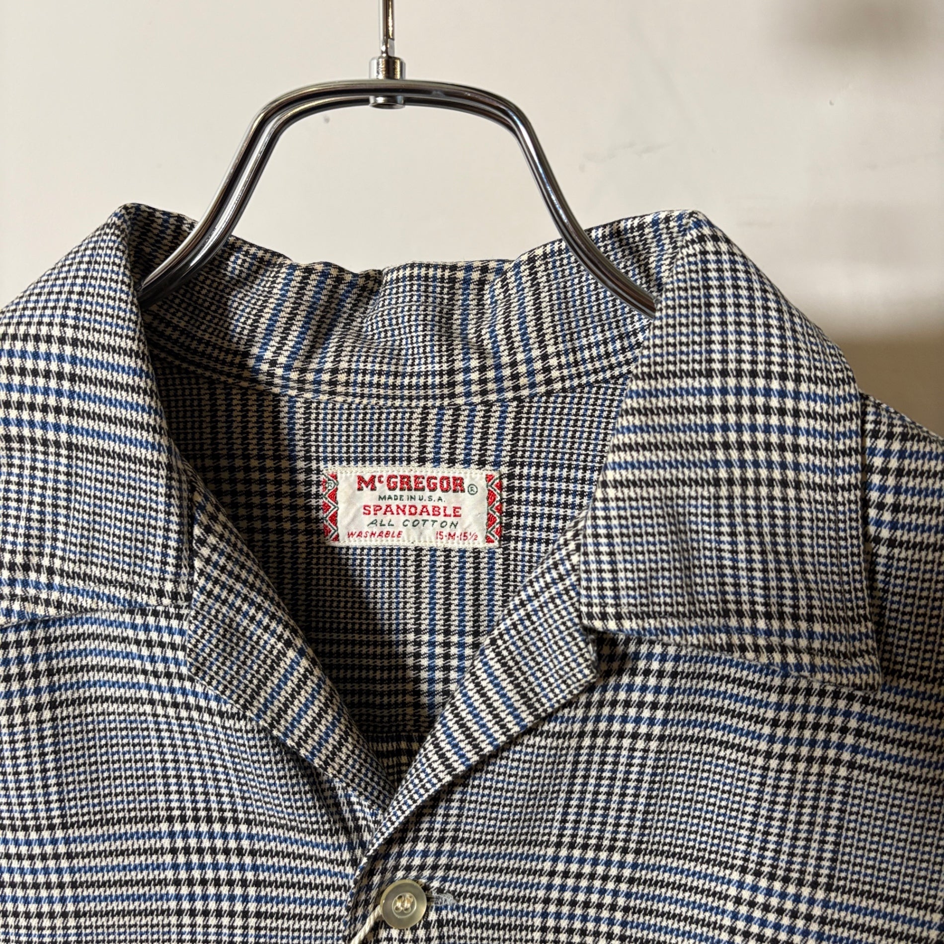 1960s McGREGOR "Glen Check" Open Collar Shirt