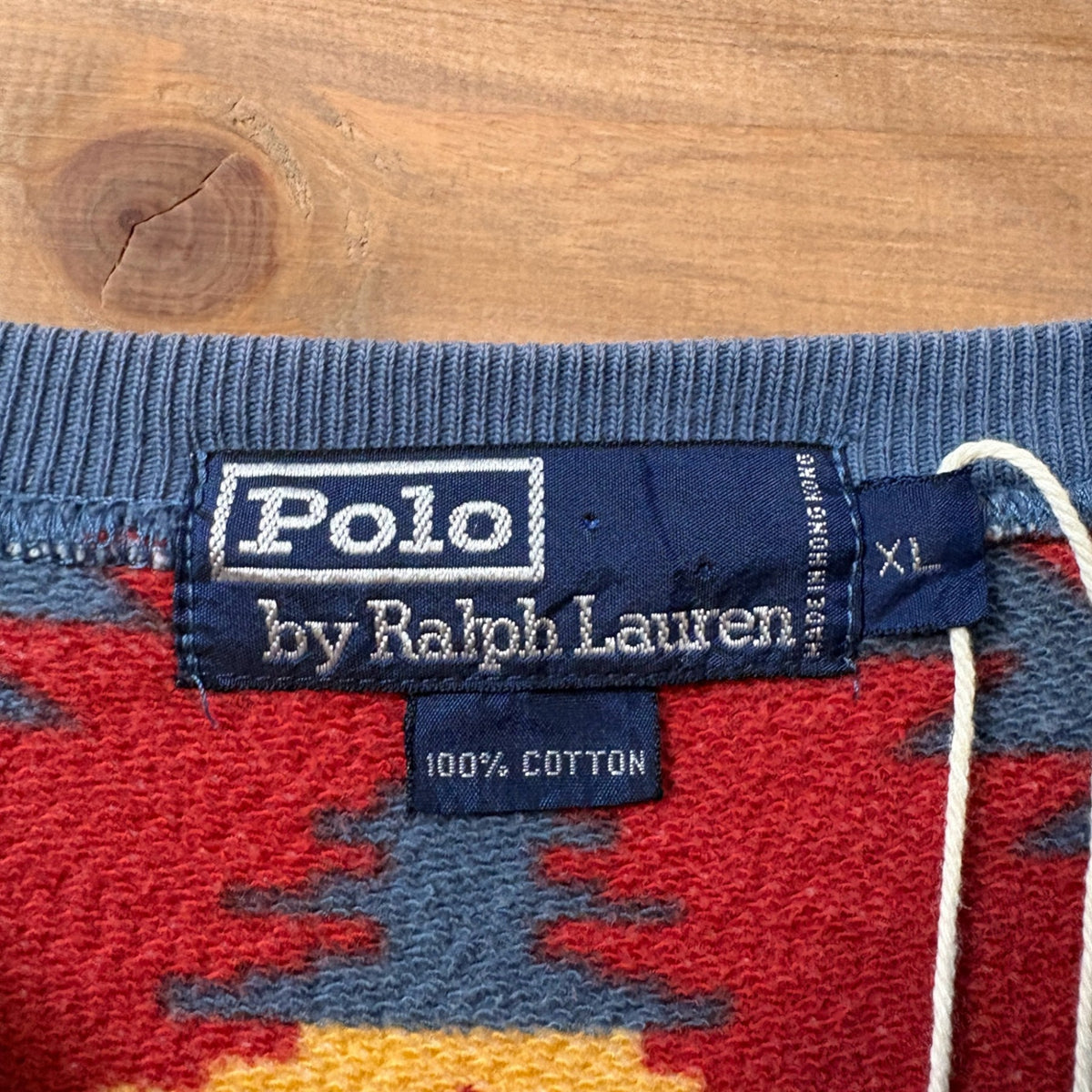 1990s “Polo Ralph Lauren” Native Pattern Cotton Sweatshirt