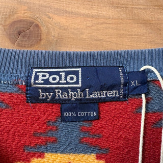 1990s “Polo Ralph Lauren” Native Pattern Cotton Sweatshirt