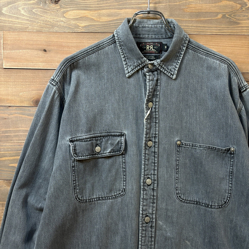 1990s RRL "Gacha Pocket" Black Denim Shirt