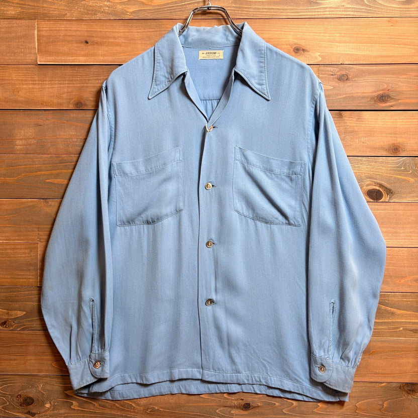 1940s ARROW "Light Blue" Rayon Gabardine Shirt