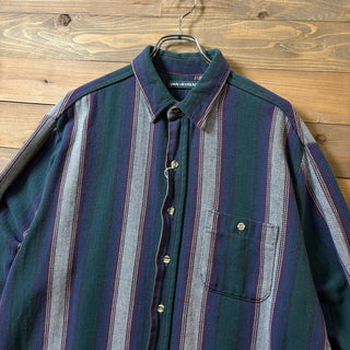 1990s Van Heusen ”Herringbone Stripe” Flannel Shirt