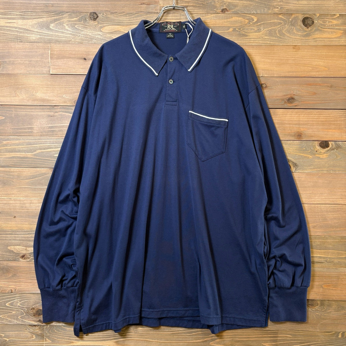 1990s RRL "Rib Line" L/S Polo Shirt