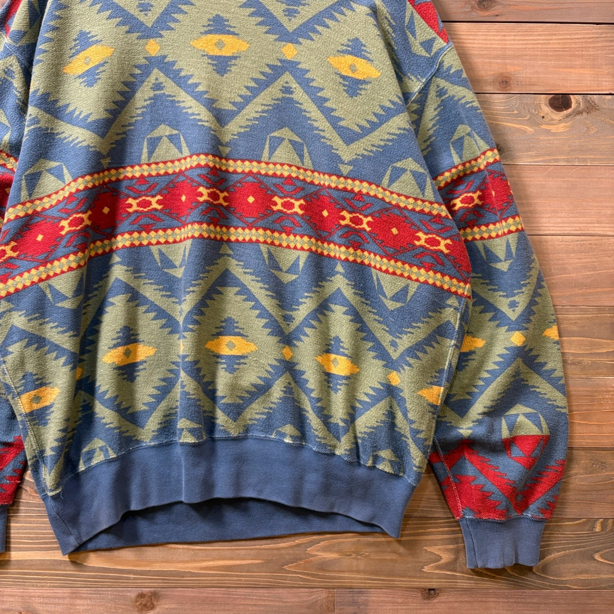 1990s “Polo Ralph Lauren” Native Pattern Cotton Sweatshirt