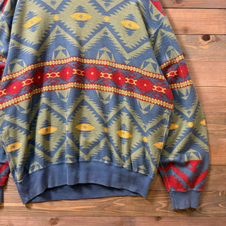 1990s “Polo Ralph Lauren” Native Pattern Cotton Sweatshirt