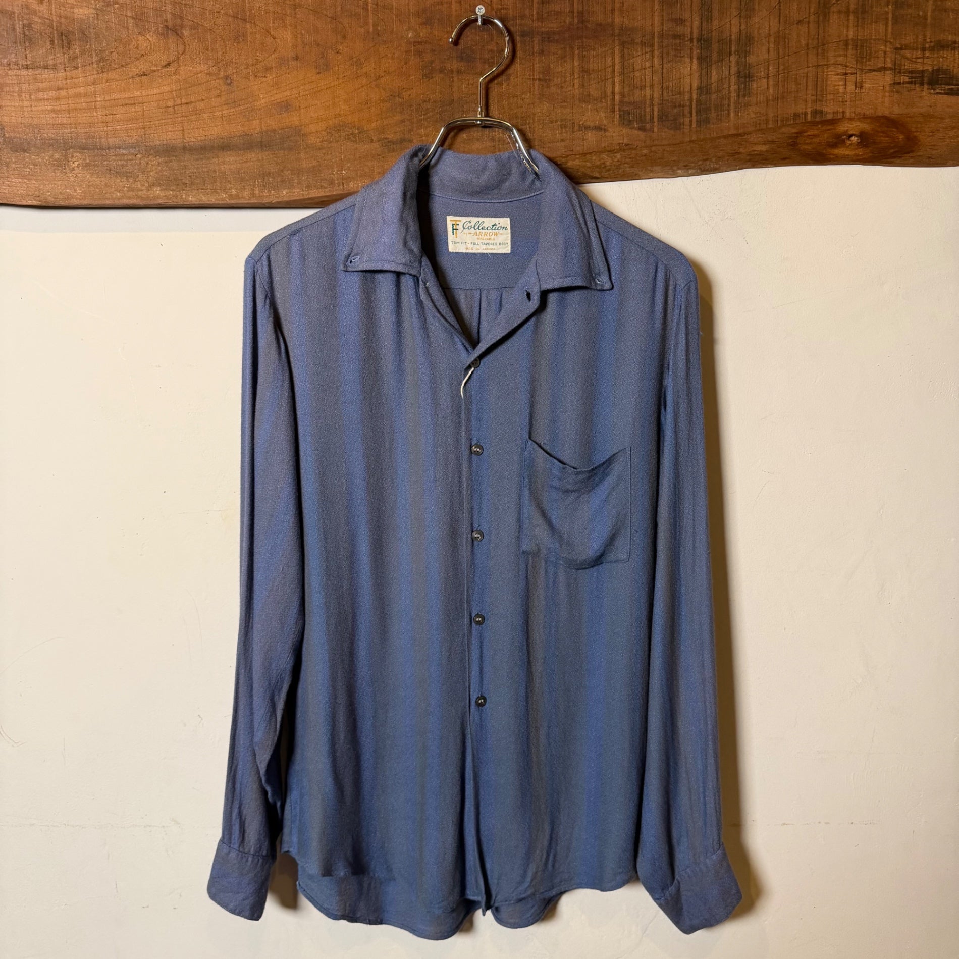1960s ARROW "Stripe" Rayon Open Collar Shirt