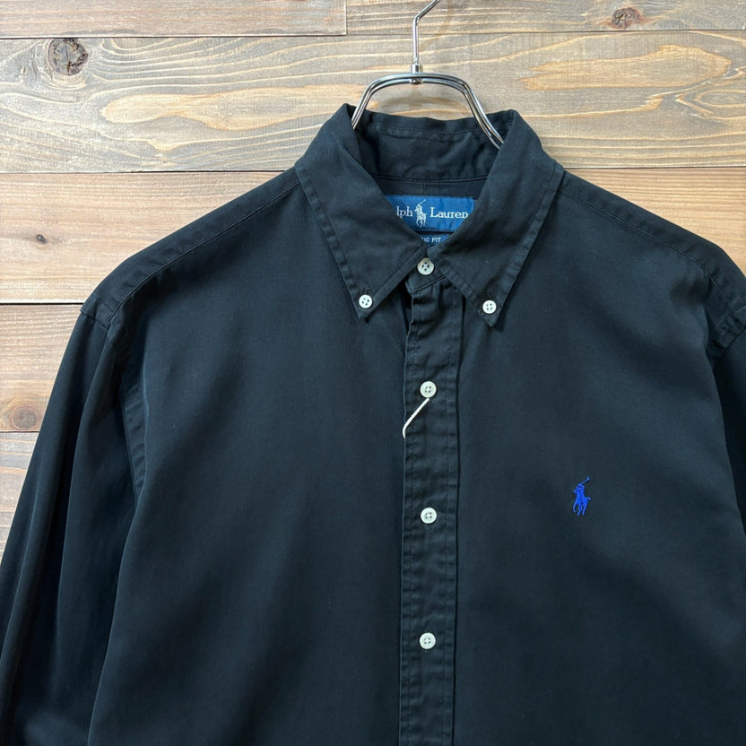 2000s Polo Ralph Lauren "BLACK" Silk Cotton B/D Shirt