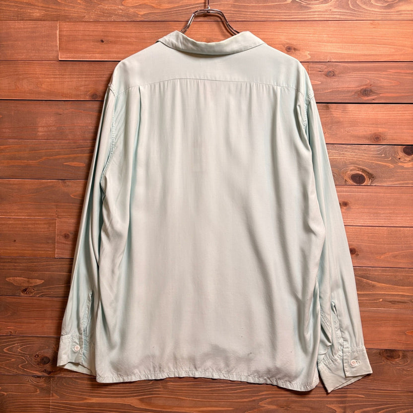 1940s Cavendish "Peppermint" Rayon Open Collar Shirt
