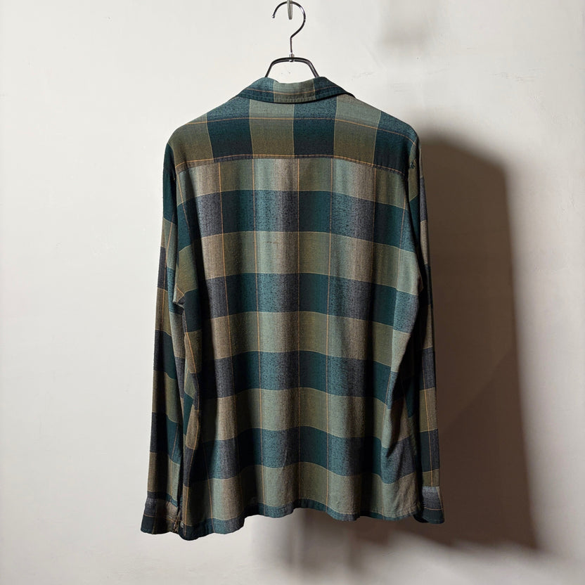 1960s TOWNCRAFT Ombre Check Rayon Shirt