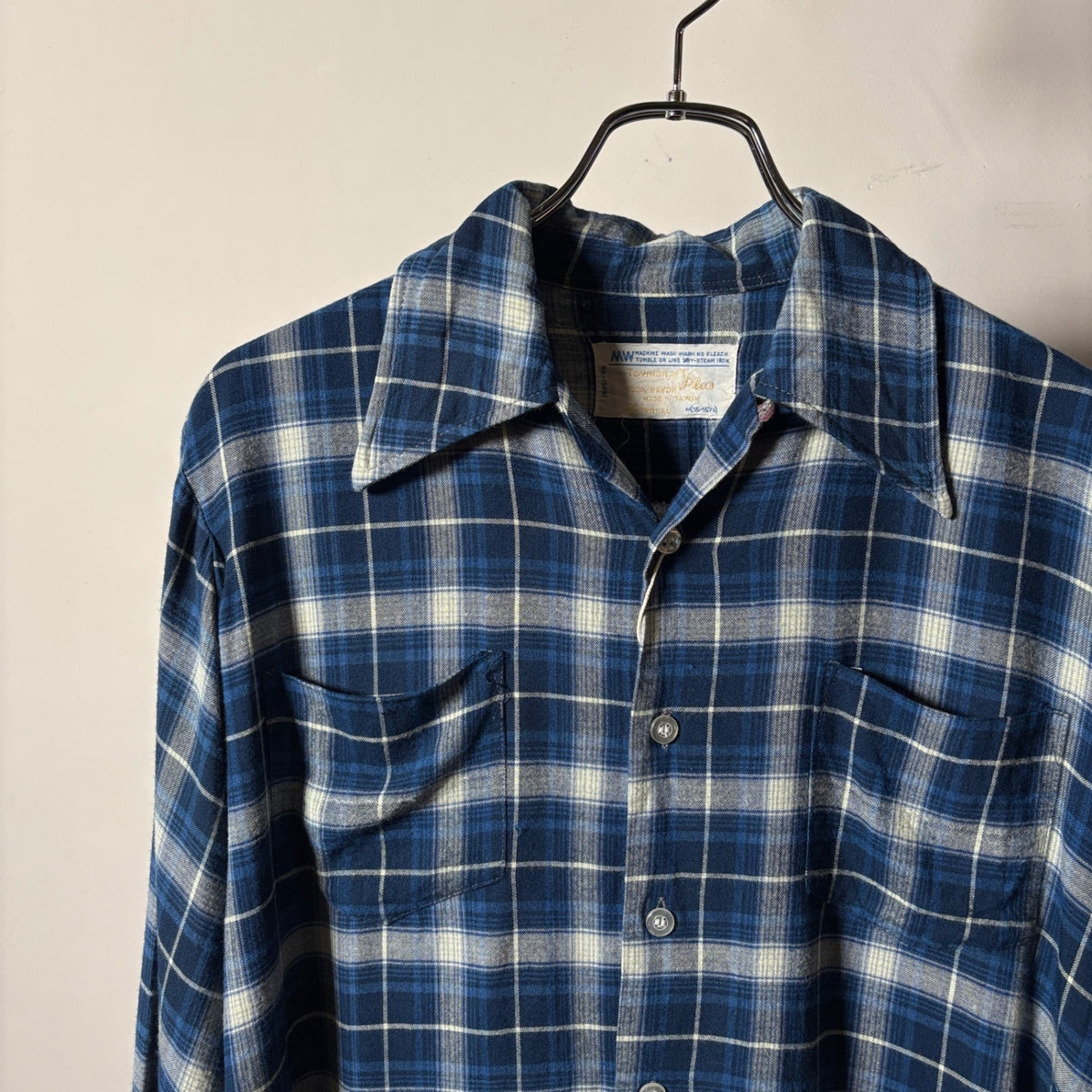 1970s TOWNCRAFT "Ombre Check" Rayon Shirt