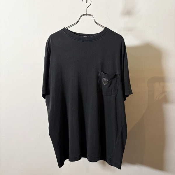 1980s STUSSY "BLACK" Logo Pocket T-Shirt
